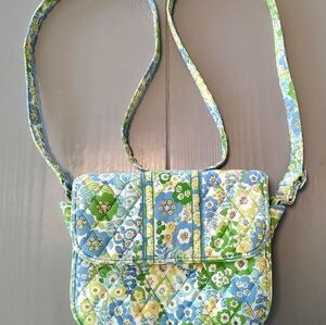 Vera Bradley Blue Green Floral Small bag crossbody purse handbag